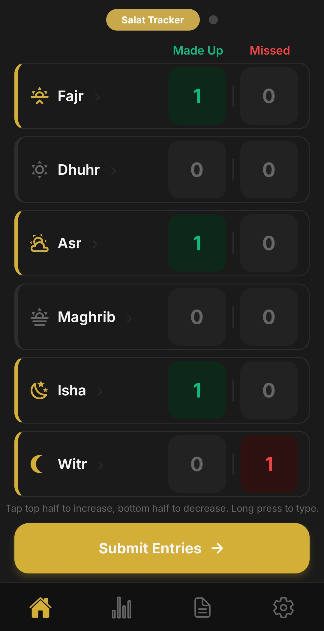Qadha Tracker app screenshot